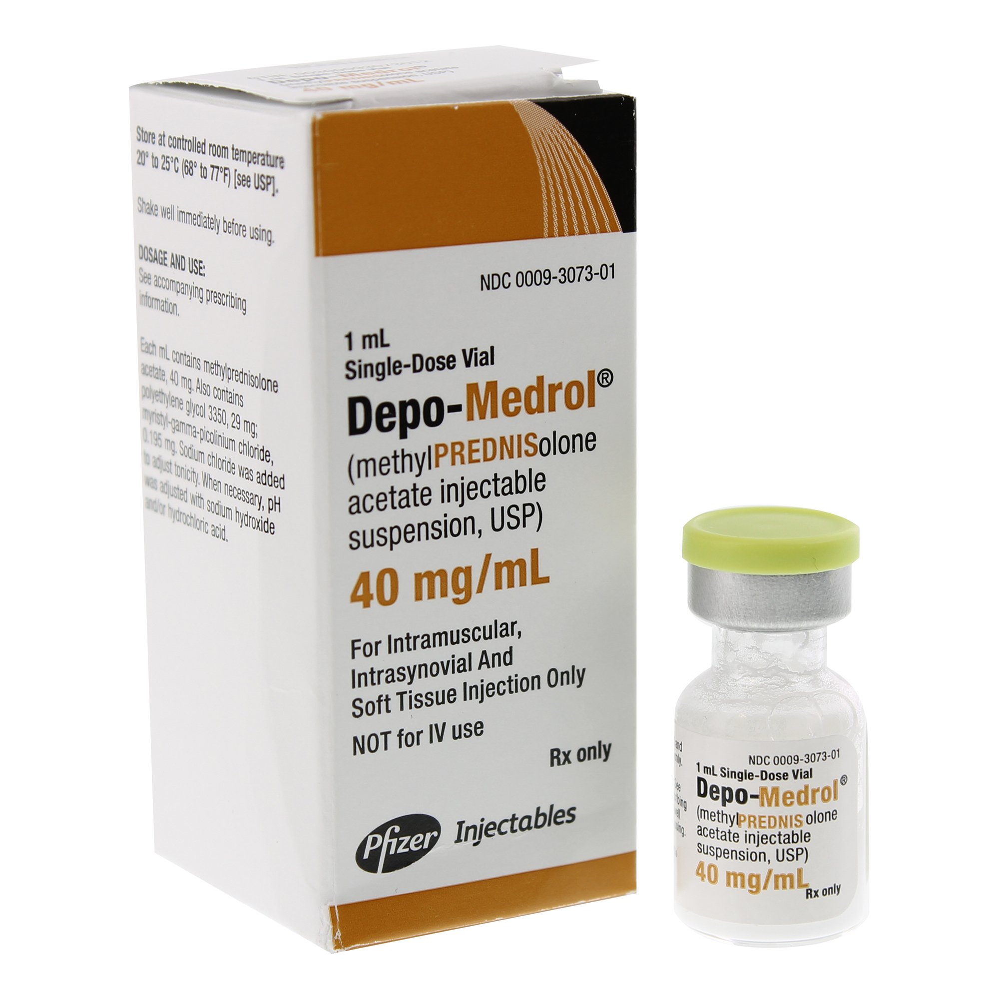 Depo-Medrol® Methylprednisolone Acetate 40 mg / mL Injection Single-Dose Vial 1 mL by Pfizer USPG Hospira Worldwide, Inc.  ID 0009-3073-01